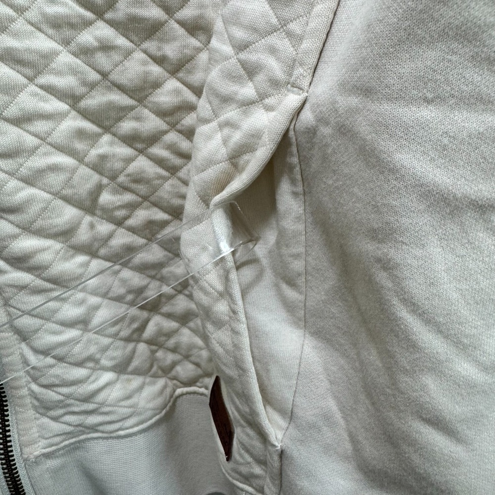 LL Bean Women Quilted Large Full-Zip Sweatshirt Classic Cream Soft - Picture 9 of 11